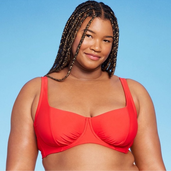 NWT Women's Scoop Front Underwire Bikini Top - Wild Fable Red 14 - Picture 1 of 6